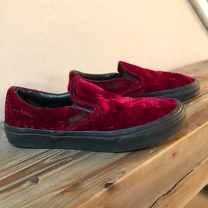 Vans Red velvet slip on shoes W5